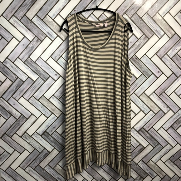 LOGO Layers Grey & Cream Striped Tunic Blouse